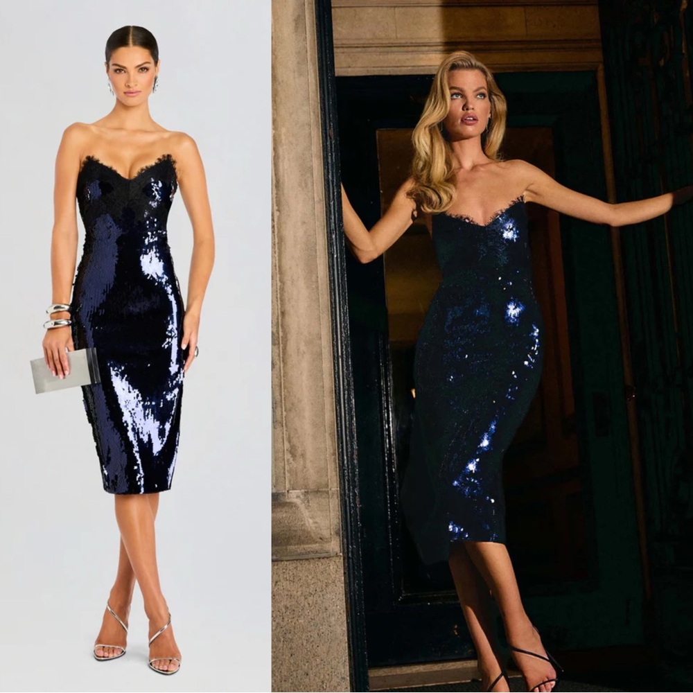 Retrofete Ellen Navy Sequin Midi Lace Large